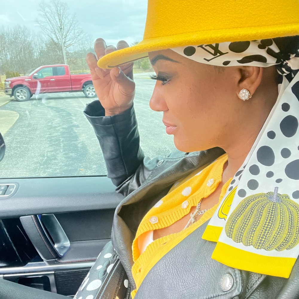Louis Vuitton Yellow Polka Dot Bandeau & Square set